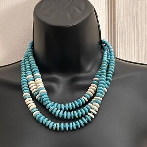Turquoise beads twisted necklace-3” extender-Simple elegance- NEW